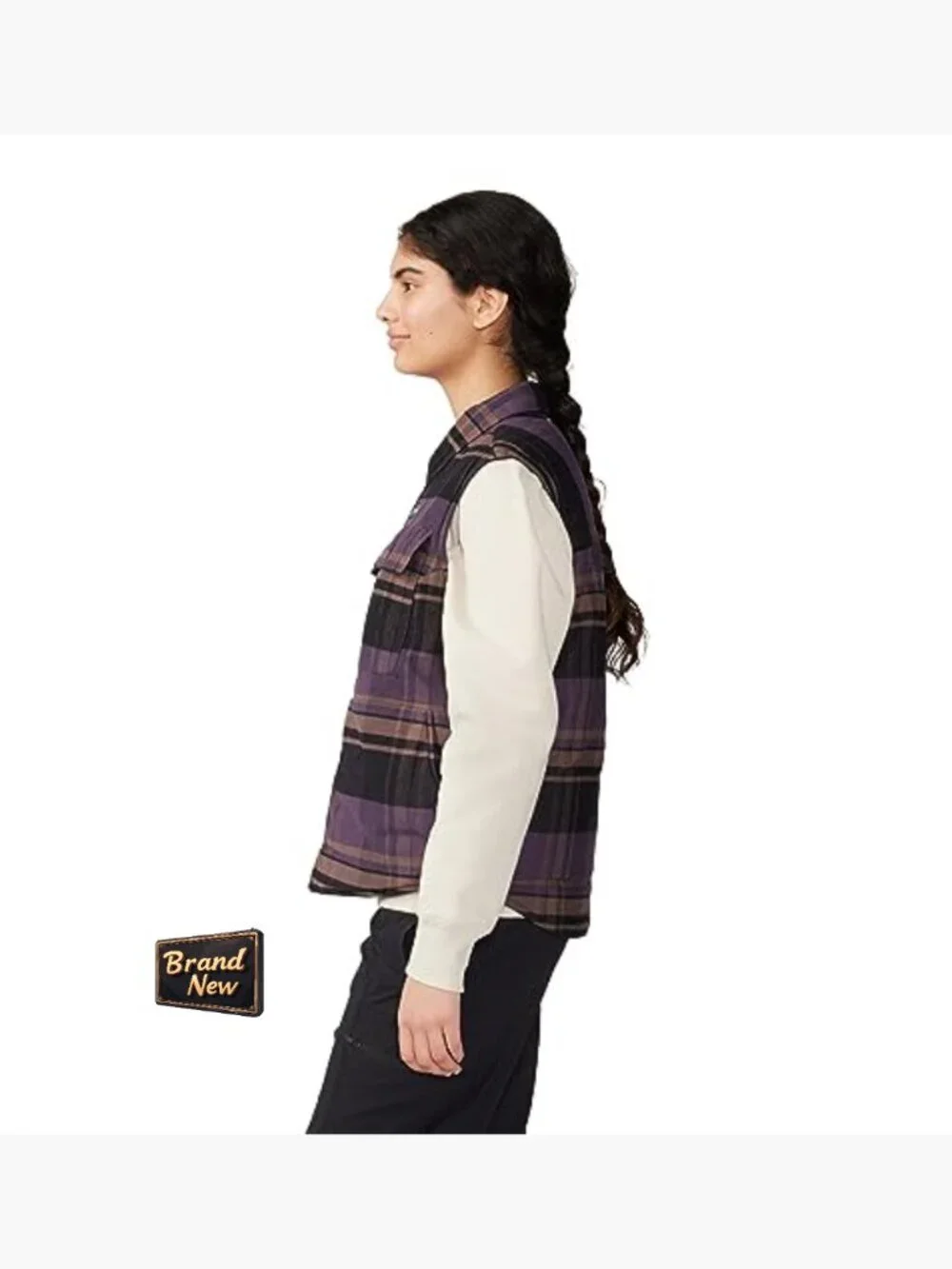Insulated Flannel Vest with Snap Front, Cotton - Sleeveless